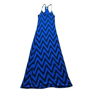 Body Central Maxi Dress Blue Black Chevron Size Medium